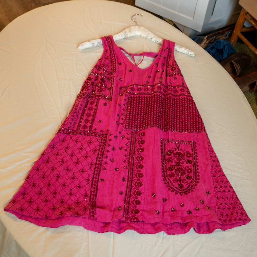 Free People | Dress | Intimately Free | Pink Country Night Bead Embellished Top